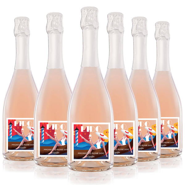 LIDO Prosecco Rosé Brut, a Pink Style with Lower Sugar  (1 Case)