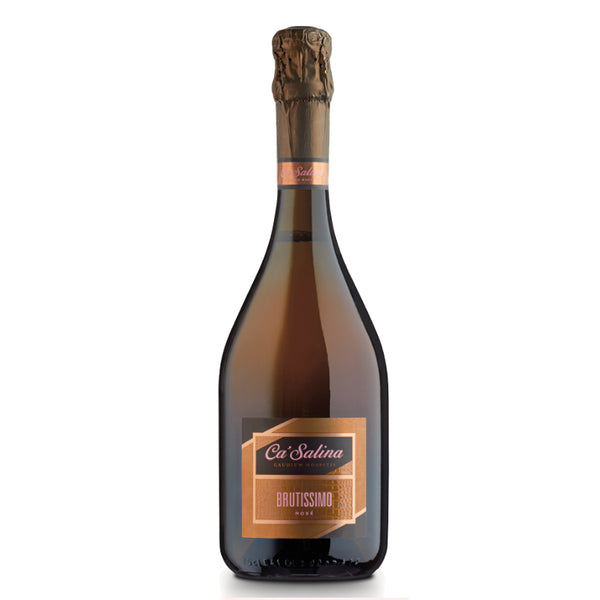 Gift Boxed Ca'Salina Brutissimo Sparkling Pink Moscato Very Dry Wine and Truffles