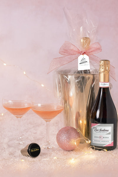 Sparkling Pink Moscato Ice Bucket Gift Set with Coupe Glasses