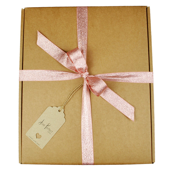 Fitz Pink Gift Get with metallic glitter pink ribbon and kraft box