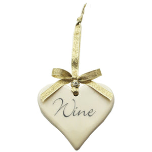 Wine Ceramic Hanging Heart handmade by Dimbleby Ceramics perfect gift idea for Mother's Day